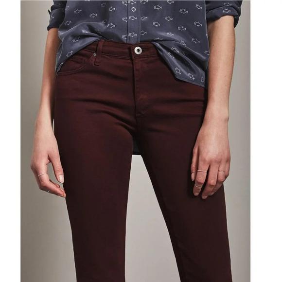 AG Adrianno Goldschmied Deep Currant The Prima Cigarette Leg Pants Size 25R - Picture 2 of 7